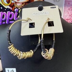 Chico's Black and Gold Hoop Earrings